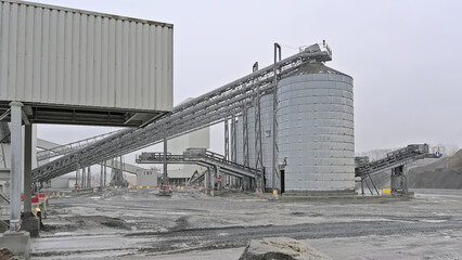 Silo`s and conveyor belts of a stone quarry