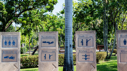 Exercise boards in a park in Thailand