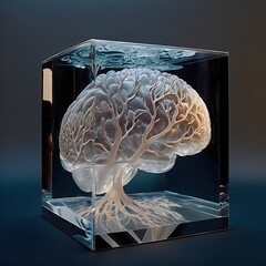 Glass model brain created with AI