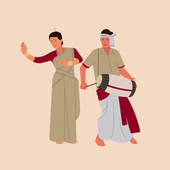 Assamese couple vector, illustration celebrating Indian festival 