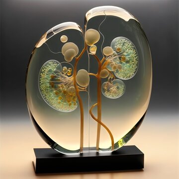 Glass model kidney created with AI