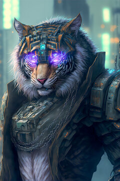 Steampunk tiger with glasses