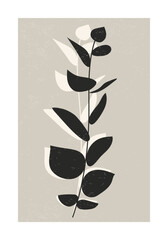 Minimalist botanical composition with leaves abstract collage