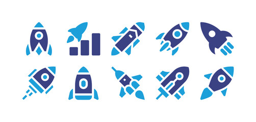 Rocket launching icon set. Duotone color. Vector illustration. Containing rocket, high, spacecraft, start up, startup.