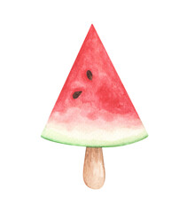 Watercolor painting of fruit popsicle.