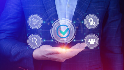 Quality Assurance Control Standards, Standards and Certification Concepts, Guaranteed Quality Guaranteed Service Standard Internet Technology Business Concept.