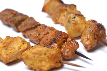 meat skewers isolated on a white background