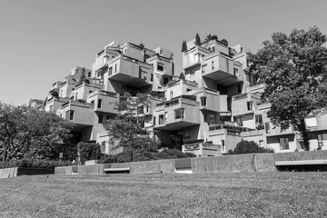 MONTREAL, CANADA Habitat 67 is a housing complex in Montreal.Habitat 67 apartments.Modern...