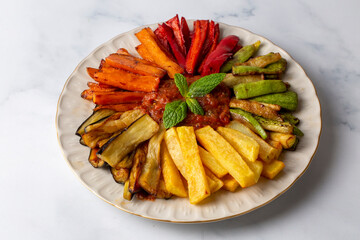 Turkish style mixed vegetable fried (Karisik Kizartma)