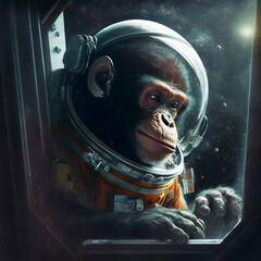 chimpanzee in space AI generative