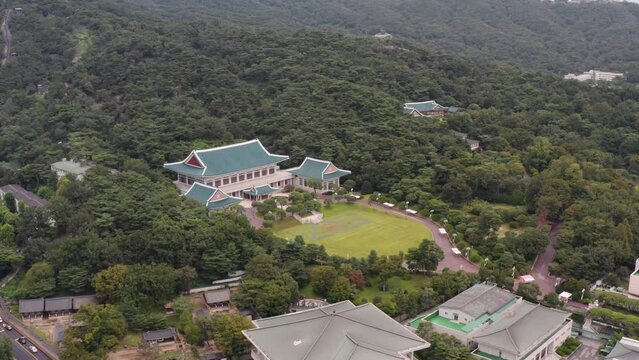 [korea Drone Footage] Korea, Seoul, City, Jongno, Blue House