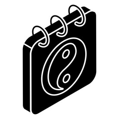 Modern design icon of yin yang calendar 