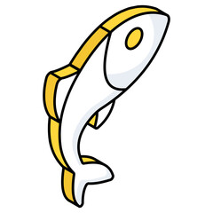 A flat design icon of fish