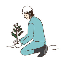 林業　イラスト　植林　植樹