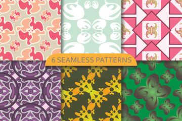 Set of ten seamless modern pattern. abstract illustration. creative collage seamless pattern