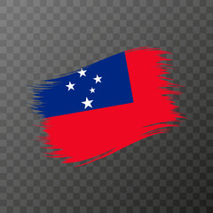 Samoa national flag. Grunge brush stroke. Vector illustration on transparent background.