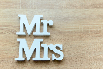 Words Mr and Mrs for celebration