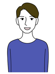 笑顔の若い男性の上半身イラスト
