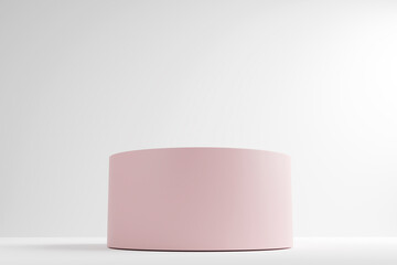 Abstract minimal scene with Cylinder podiums in cream pink colors. 3d render.