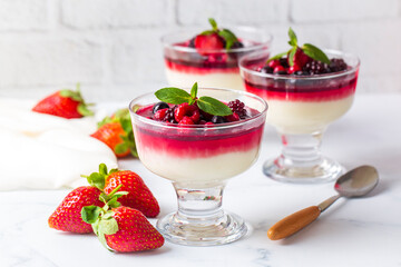 Dessert panna cotta with fresh berries