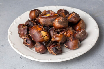Chestnut kebab on the grill
