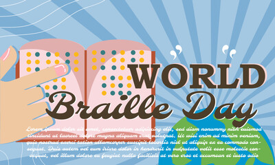 World Braille day, design suitable for banner, poster, vector illustration.