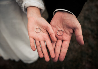 Wedding day,a pair of simple golden wedding rings, love