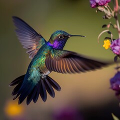 Obraz premium swallow tailed hummingbird in flight.swallow tailed hummingbird in flight. Generative AI