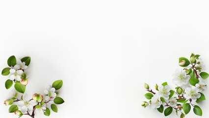 Beautiful spring flowers, apple blossoms, background/wallpaper/invitations/cards, generative ai, digital art