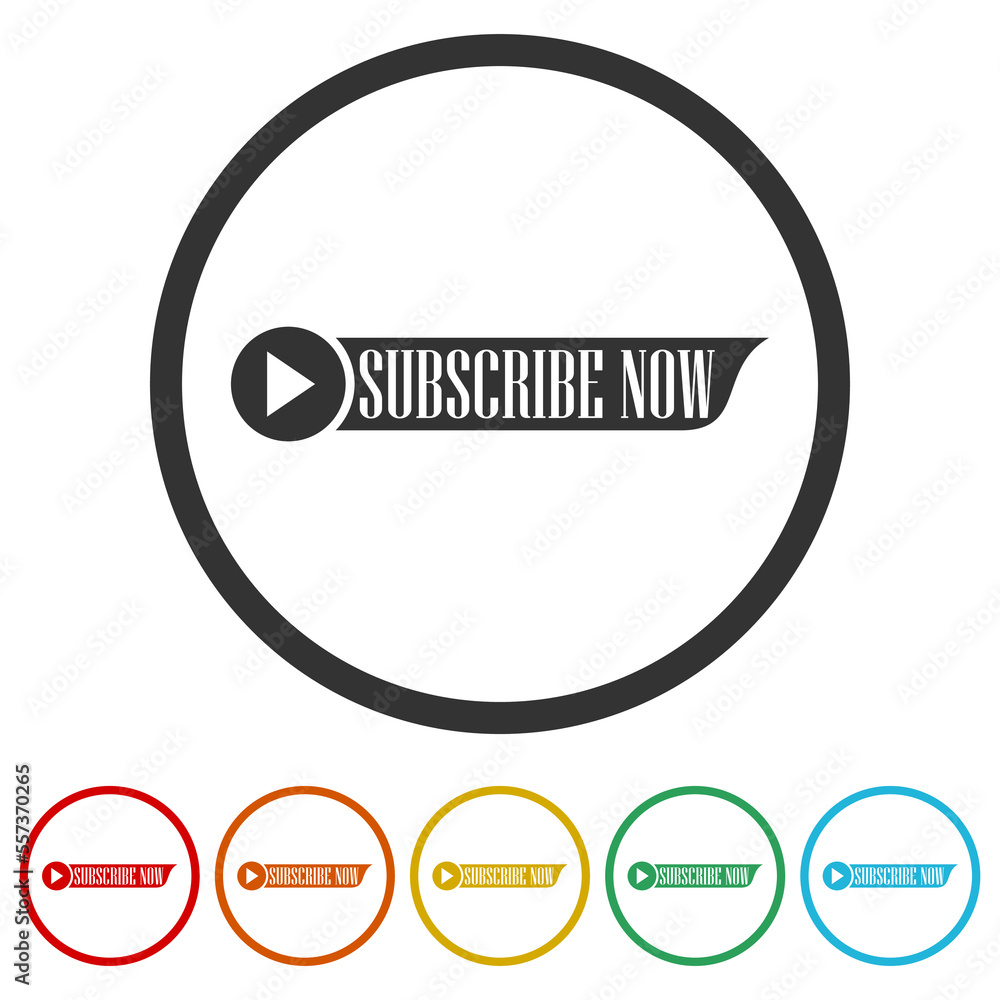 Poster subscribe logo button. set icons in color circle buttons