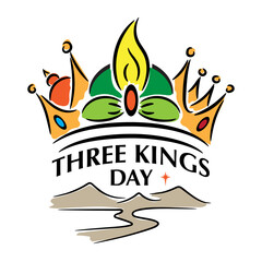 Three kings day logo icon template design