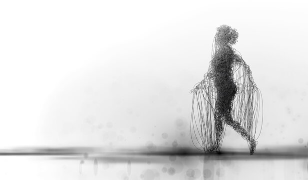 Woman made from wires, conceptual illustration