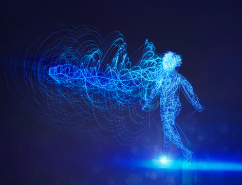 Woman made from wires, conceptual illustration