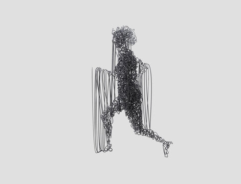 Woman made from wires, conceptual illustration