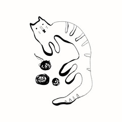 Abstract contemporary mid century modern ink boho black k illustration. Hand drawn trendy vector posters, illustrations for print.