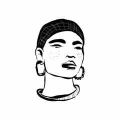 Abstract contemporary mid century modern ink boho black k illustration. Hand drawn trendy vector posters, illustrations for print.