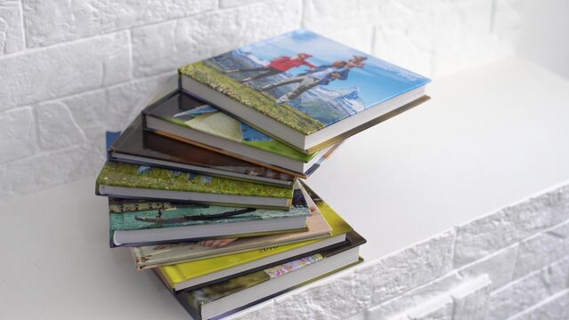 photo books are on the shelf, photo album
