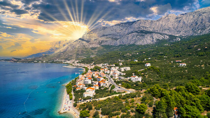 Panoramic view and sunset image of  in Croatia
