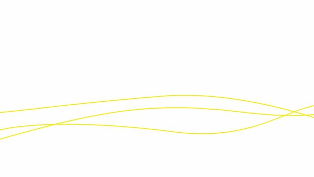 Animated stripes appear and disappear. Decorative lines. Three yellow bars. Waves gradually changes shape. Looped video. Flat vector illustration isolated on a white background.