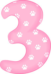 Paw Pattern Pink Number 3