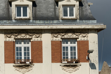 details of the houses of the square of the Grand Place in Arras, North of France