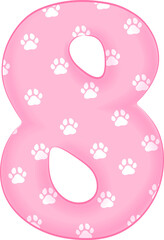 Paw Pattern Pink Number 8