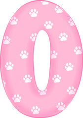 Paw Pattern Pink Number 0