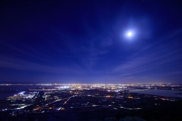 Fototapeta na wymiar 愛知県田原市　蔵王山展望台から見た田原市街の夜景