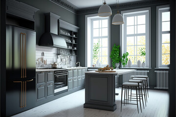 Beautiful kitchen, modern and stylish, interior design
