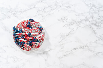 Red White and Blue Chocolate Covered Pretzel Twists
