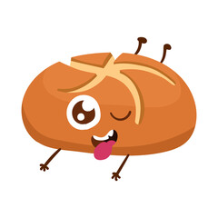 Obraz premium Cute fun cartoon bread assortment drawing.