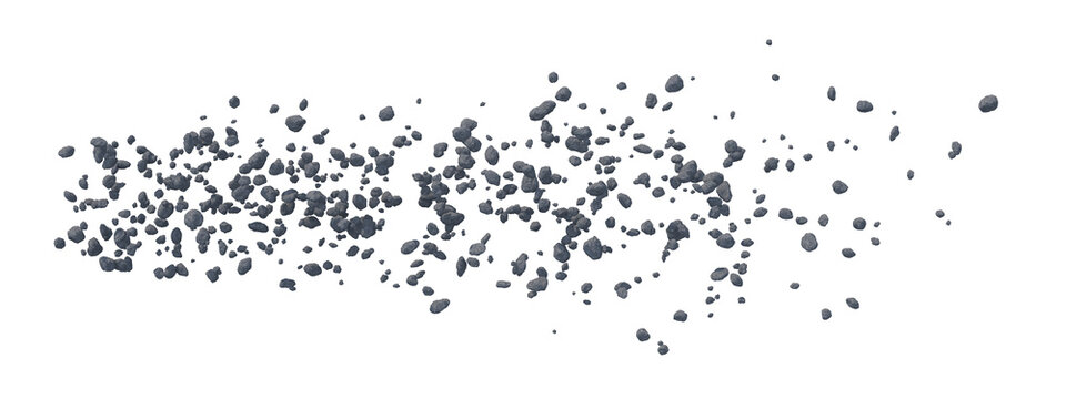 Asteroid belt isolated transparent backgound 3d rendering