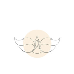 Minimalist peacock line art logo