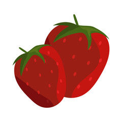 Strawberries Fruit berry illustration in cartoon style. Healthy nutrition, organic food, vegetarian product.